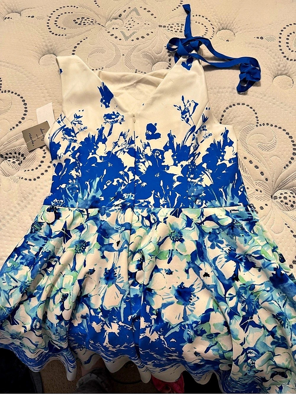 DB Studio Blue & White Floral Mid Dress